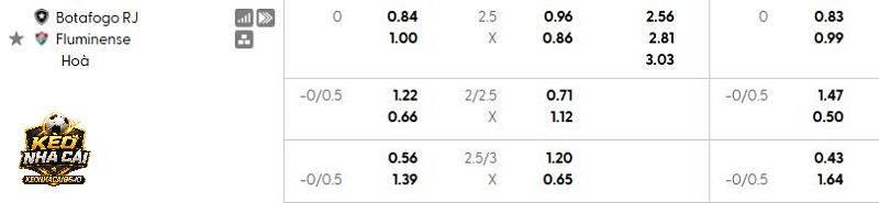 Tỷ lệ kèo Botafogo vs Fluminense